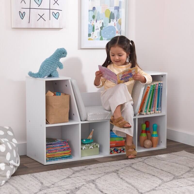 Children's bench with Cubbies underneath.